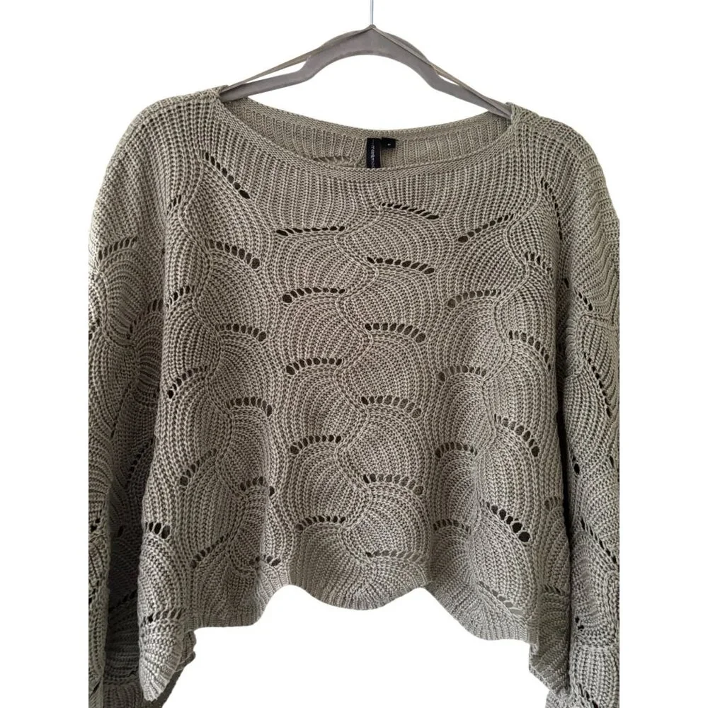 Anthropologie Moon Madison Green Scalloped Knit Flowy Sweater - Picture 3 of 13